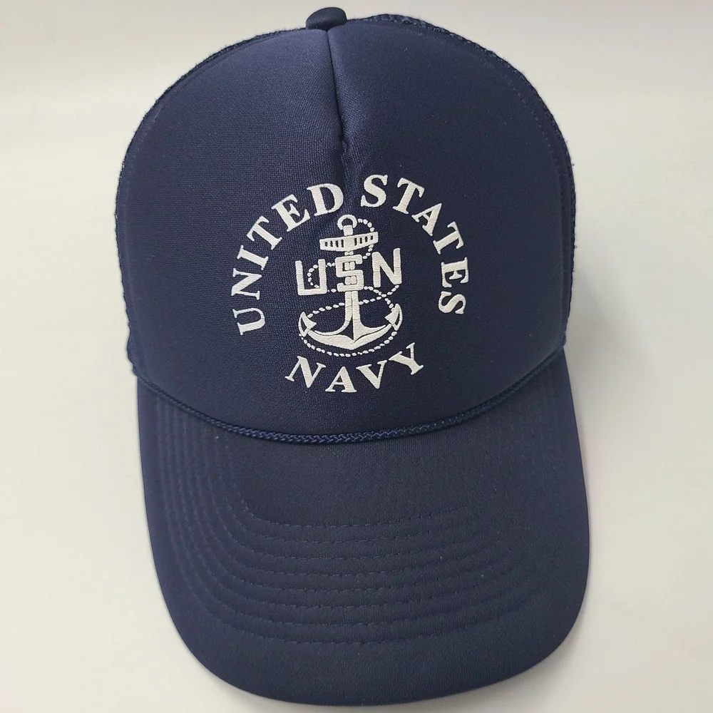 United‎ States Navy Hat Snapback Trucker Mesh Blue USA US USN Anchor Logo Men